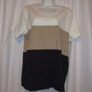 RELATIVITY Cream Off White Lightweight Knit Top Size 1X Short Sleeve